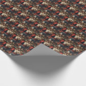 Skye Terrier Hund mit Weihnachtsgeschenken Kamin Geschenkpapier (Ecke)