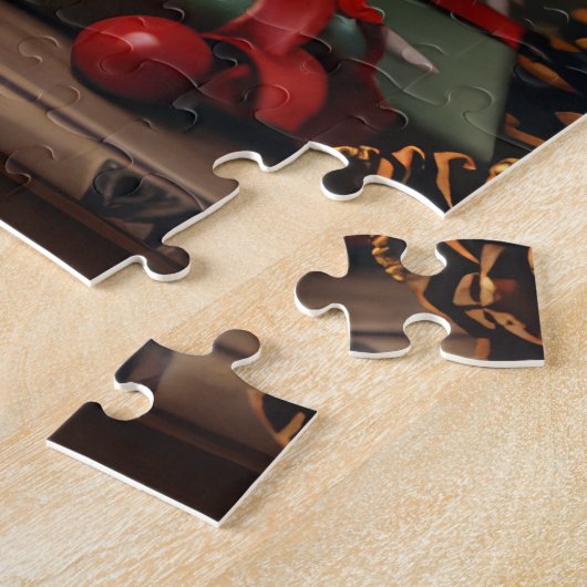 Skye Terrier Hund mit Weihnachtsgeschenken Kamin Puzzle (Seite)