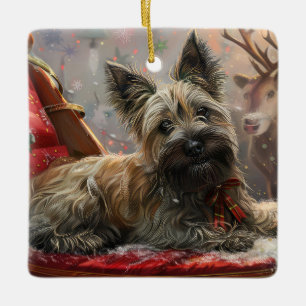 Skye Terrier Hund Weihnachtsfestlich Keramikornament