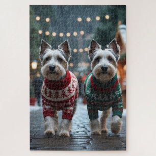 Skye Terrier Hunde Weihnachten Schnee Urlaub Puzzle