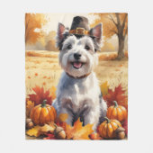 Skye Terrier im Herbst hinterlässt Erntedank Art Fleecedecke (Vorderseite)