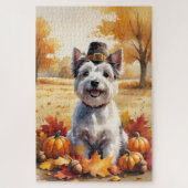 Skye Terrier im Herbst hinterlässt Erntedank Art Puzzle (Vertikal)