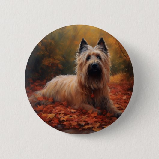 Skye Terrier im Herbst Leaves Fall Inspiriert Button (Vorderseite)