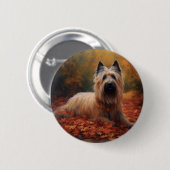 Skye Terrier im Herbst Leaves Fall Inspiriert Button (Vorne & Hinten)