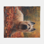 Skye Terrier im Herbst Leaves Fall Inspiriert Fleecedecke (Vorderseite (Horizontal))