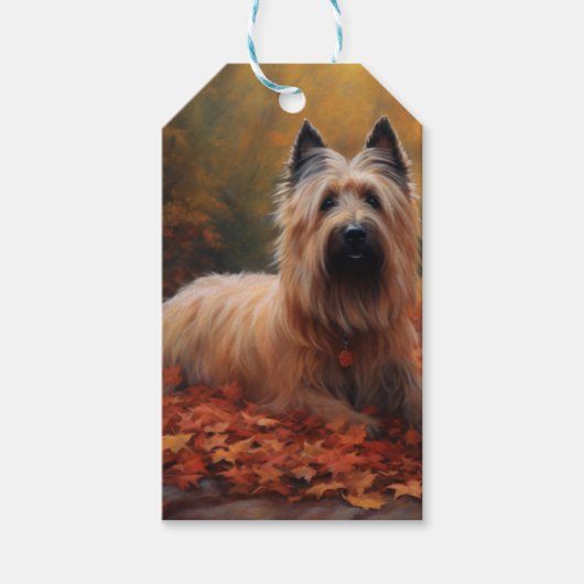 Skye Terrier im Herbst Leaves Fall Inspiriert Geschenkanhänger (Vorderseite)