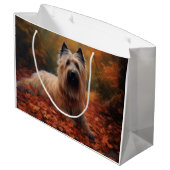 Skye Terrier im Herbst Leaves Fall Inspiriert Große Geschenktüte (Rückseite Schrägansicht)