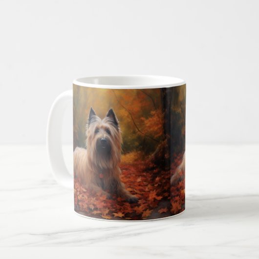 Skye Terrier im Herbst Leaves Fall Inspiriert Kaffeetasse (Vorderseite Links)