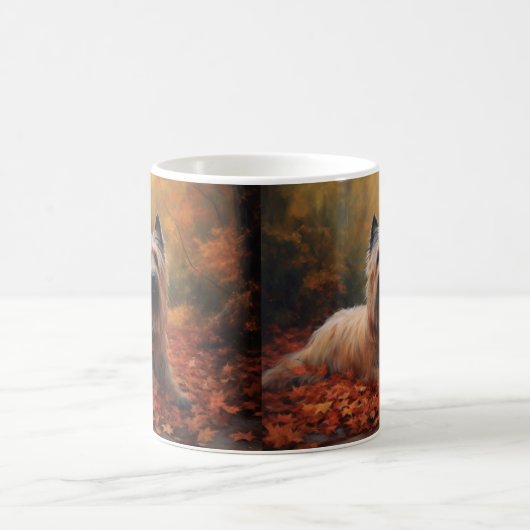 Skye Terrier im Herbst Leaves Fall Inspiriert Kaffeetasse (Mittel)
