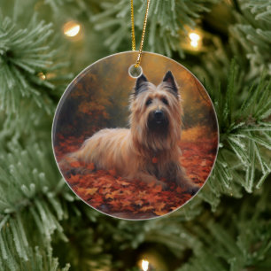 Skye Terrier im Herbst Leaves Fall Inspiriert Keramik Ornament