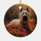 Skye Terrier im Herbst Leaves Fall Inspiriert Keramik Ornament (Vorne)