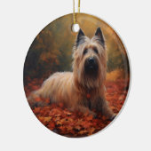 Skye Terrier im Herbst Leaves Fall Inspiriert Keramik Ornament (Links)