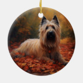 Skye Terrier im Herbst Leaves Fall Inspiriert Keramik Ornament (Hinten)