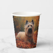 Skye Terrier im Herbst Leaves Fall Inspiriert Pappbecher (Vorderseite)