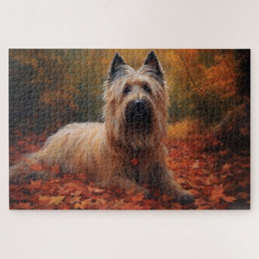 Skye Terrier im Herbst Leaves Fall Inspiriert Puzzle (Horizontal)