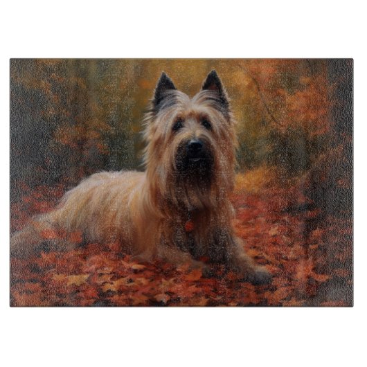 Skye Terrier im Herbst Leaves Fall Inspiriert Schneidebrett (Vorderseite)