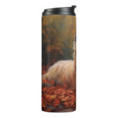 Skye Terrier im Herbst Leaves Fall Inspiriert Thermosbecher (Nach links gedreht)
