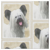Skye Terrier-Malerei - niedliche ursprüngliche Stoff (Nahaufnahme)