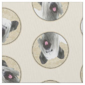 Skye Terrier Malerei Silver Gray Original Hunde Ku Stoff (Nahaufnahme)