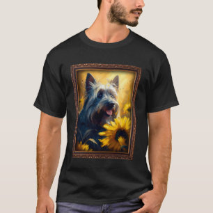 Skye Terrier Malerei Sonnenblumen Blume Mama Fraue T-Shirt