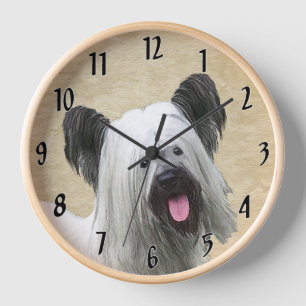 Skye Terrier Malerei - Süße originelle Hundekunst Uhr
