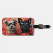 Skye Terrier mit Herz-Rose Valentinstag Gepäckanhänger (Rückseite horizontal)