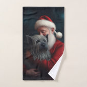 Skye Terrier mit Weihnachtsmann Weihnachten Badhandtuch Set (Handtuch)