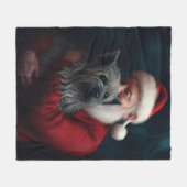 Skye Terrier mit Weihnachtsmann Weihnachten Fleecedecke (Vorderseite (Horizontal))