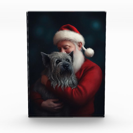 Skye Terrier mit Weihnachtsmann Weihnachten Fotoblock (Vorderseite)
