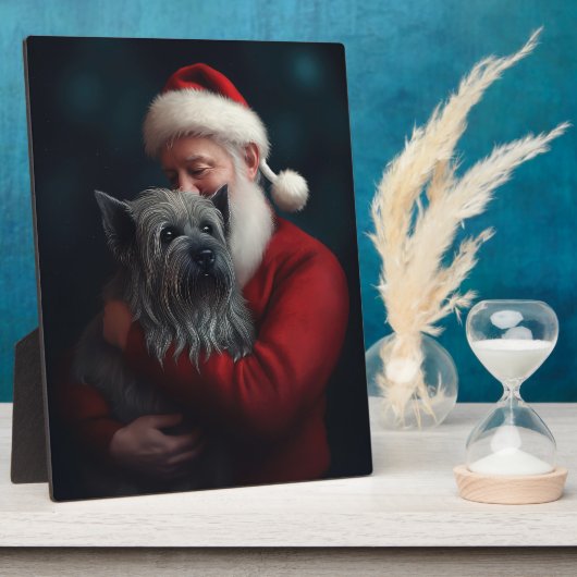 Skye Terrier mit Weihnachtsmann Weihnachten Fotoplatte (Seite)