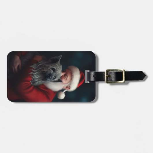 Skye Terrier mit Weihnachtsmann Weihnachten Gepäckanhänger (Vorderseite horizontal)