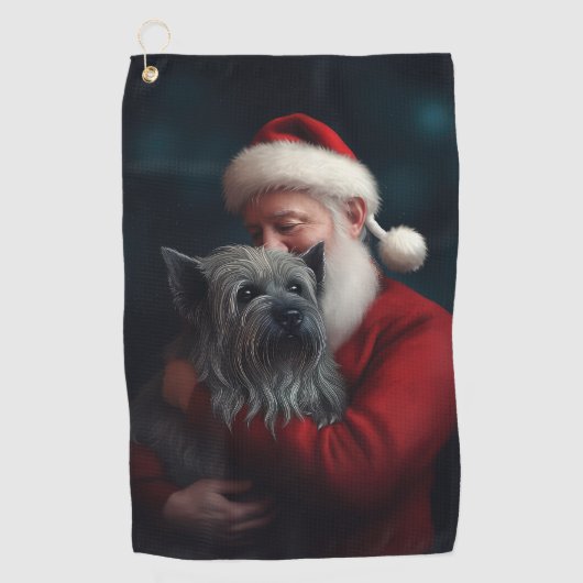 Skye Terrier mit Weihnachtsmann Weihnachten Golfhandtuch (Vorderseite)