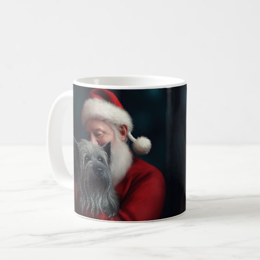Skye Terrier mit Weihnachtsmann Weihnachten Kaffeetasse (Vorderseite Links)