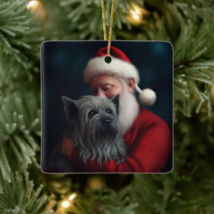 Skye Terrier mit Weihnachtsmann Weihnachten Keramikornament