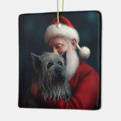 Skye Terrier mit Weihnachtsmann Weihnachten Keramikornament (Links)