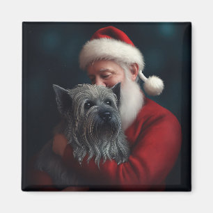 Skye Terrier mit Weihnachtsmann Weihnachten Magnet