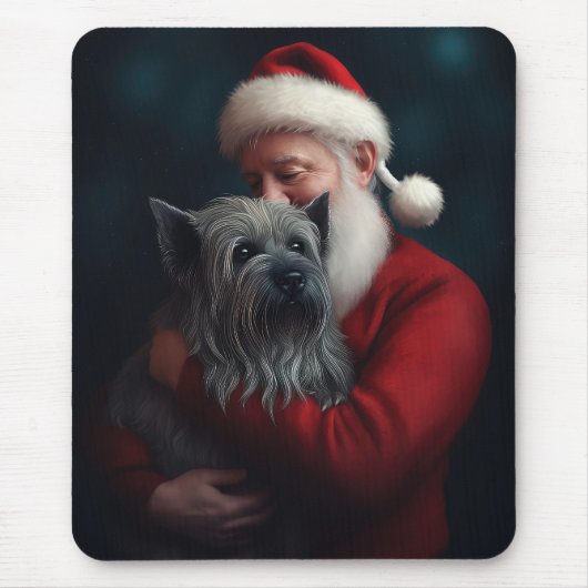 Skye Terrier mit Weihnachtsmann Weihnachten Mousepad (Vorne)