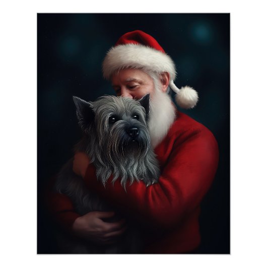 Skye Terrier mit Weihnachtsmann Weihnachten Poster (Vorderseite)