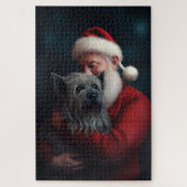 Skye Terrier mit Weihnachtsmann Weihnachten Puzzle (Vertikal)