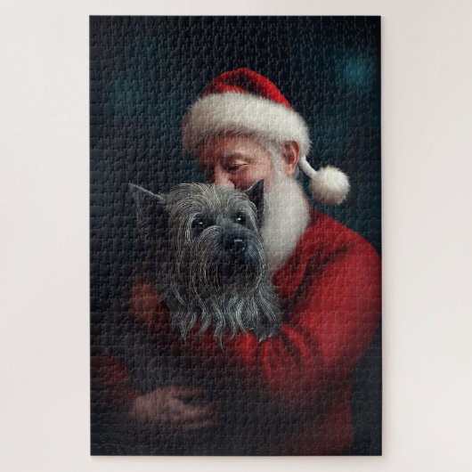 Skye Terrier mit Weihnachtsmann Weihnachten Puzzle (Vertikal)