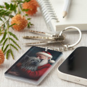 Skye Terrier mit Weihnachtsmann Weihnachten Schlüsselanhänger (Vorderseite rechts)