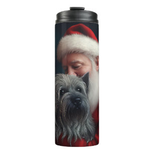 Skye Terrier mit Weihnachtsmann Weihnachten Thermosbecher