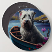 Skye Terrier on a Paddle: Ein Landschaftliches Abe Button (Vorne & Hinten)
