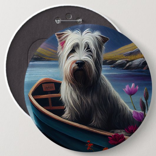 Skye Terrier on a Paddle: Ein Landschaftliches Abe Button (Vorne & Hinten)