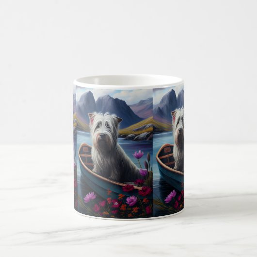 Skye Terrier on a Paddle: Ein Landschaftliches Abe Kaffeetasse (Mittel)