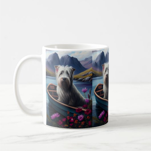 Skye Terrier on a Paddle: Ein Landschaftliches Abe Kaffeetasse (Links)