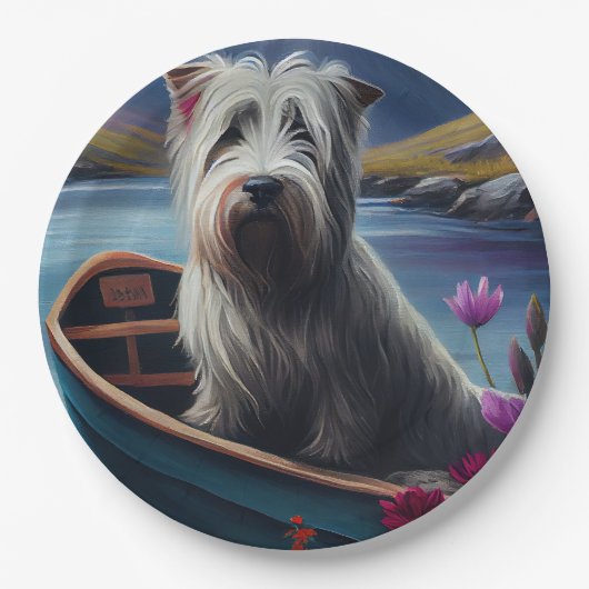 Skye Terrier on a Paddle: Ein Landschaftliches Abe Pappteller (Vorderseite)