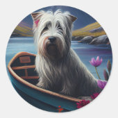 Skye Terrier on a Paddle: Ein Landschaftliches Abe Runder Aufkleber (Vorderseite)