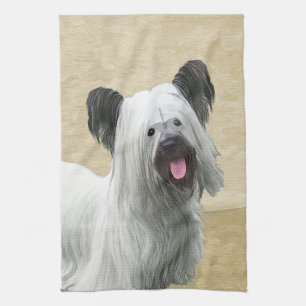 Skye Terrier Painting - Niedliche Original Dog Art Geschirrtuch