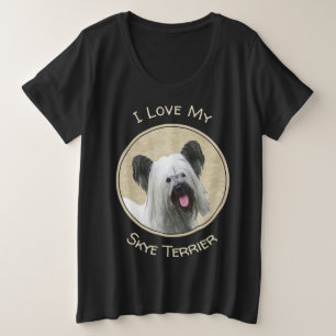 Skye Terrier Painting - Niedliche Original Dog Art Große Größe T-Shirt